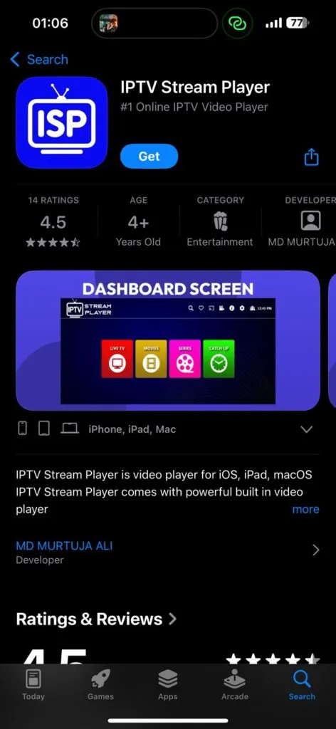 iptv stream player iphone ios